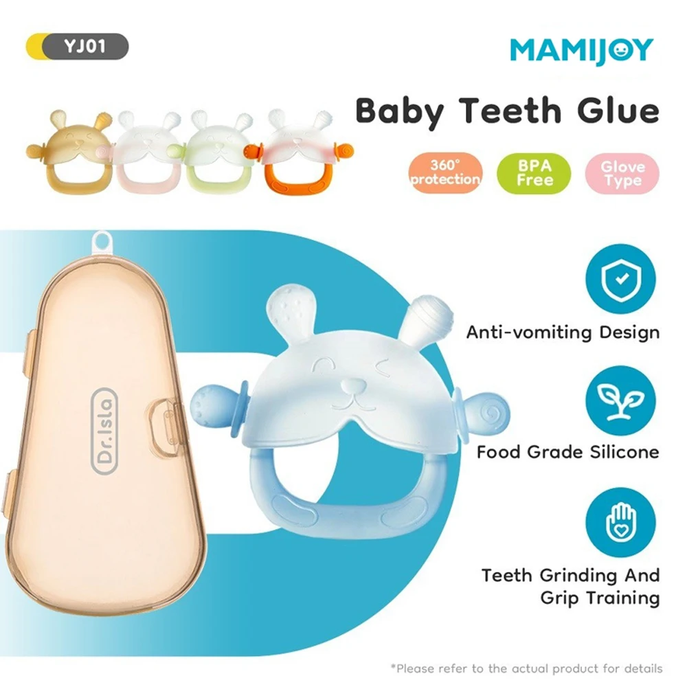 MAMIJOY 1 Stück Baby-Beißring, Anti-Fall-Kau-Silikon-Trainingsprodukt für Babys, BPA-frei, für 2 Monate alte Babys, Neugeborene, YJ01 Image