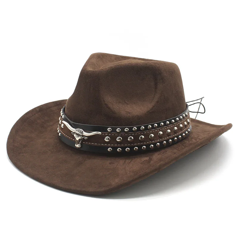 Bestseller Ethnischer Stil Herbst- und Winterhut für Männer und Frauen Wildleder-Samt-Zylinder Gentleman-Hut mit Flacher Krempe Cowboy-Filzhut Image