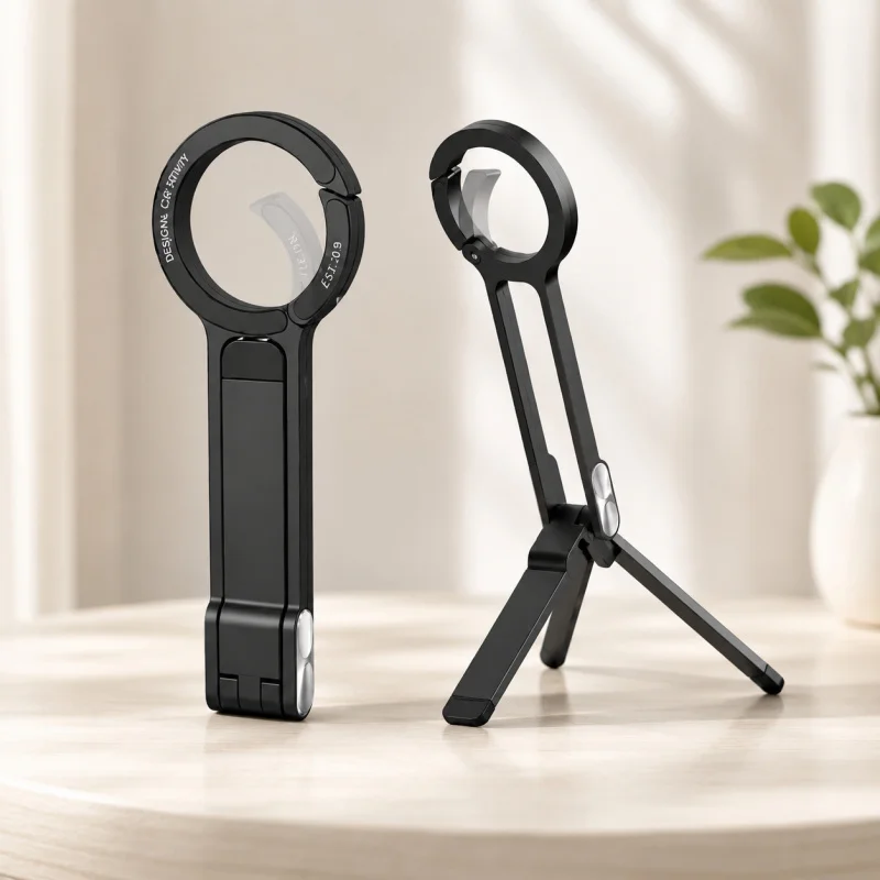 Faltbares Magnetisches Handy-Stativ mit Karabiner und Tischhalterung für iPhone 16 15 14, Tragbarer Telefonständer Image