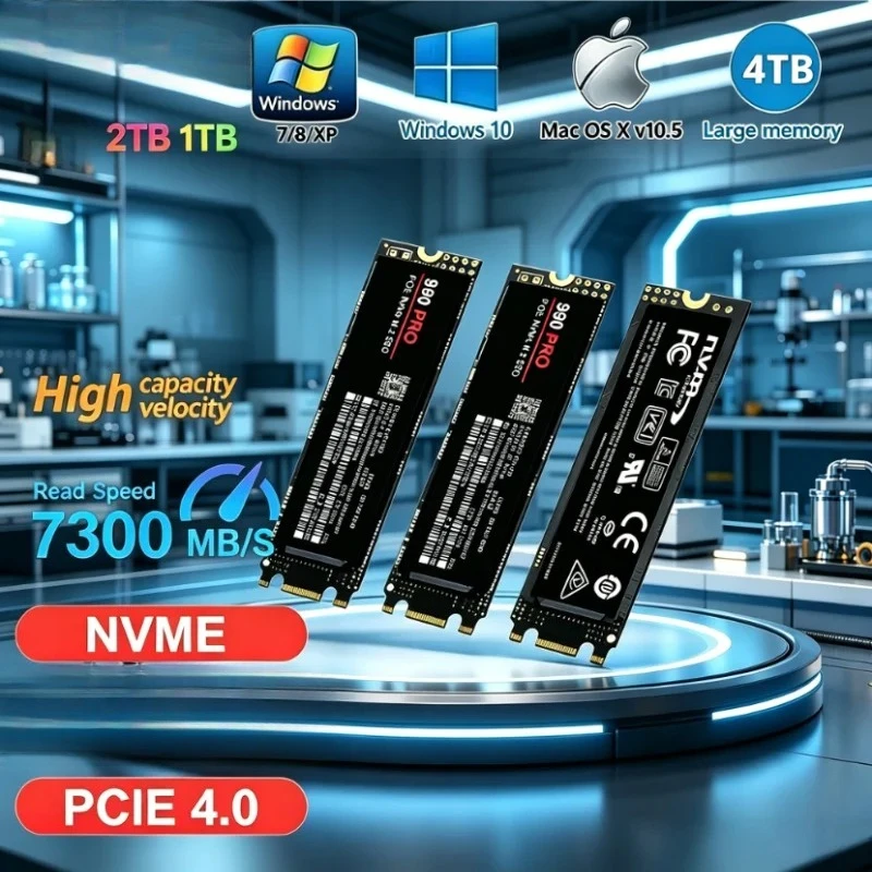 Original 980Pro 990Pro M.2 NVMe SSD 1TB PCIe 4.0 7400MB/s Hochleistungs-Interne Solid-State-Festplatte für Laptop Desktop PC