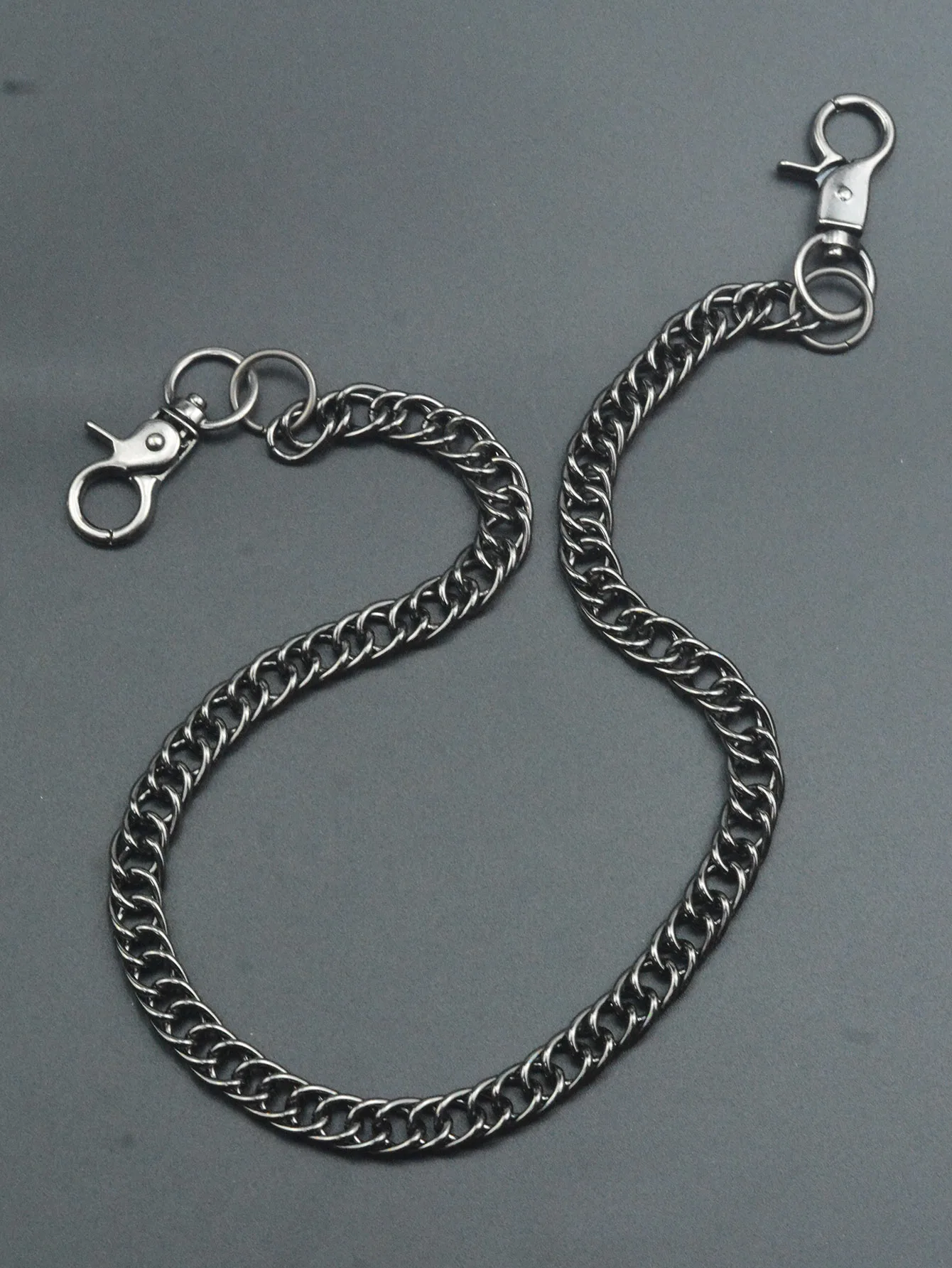 22 Zoll Gunmetal Bronze Hip Hop Biker Jean Taille Dual Swivel Schlüsselanhänger 10 mm Lockenkette EDC Geschenk für Freund