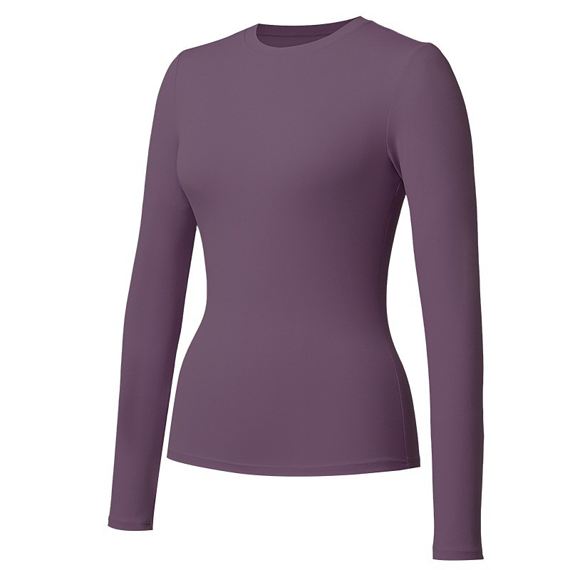 Women's pilates top Yoga Shirts Workout Tops Crew Neck Skin Friendly Lightweight Comfortable Tight Fit Long Sleeve Sports Solid Color Top For Gym Workout Running Fitness Activewear