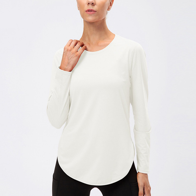 Women's pilates top Yoga Shirts Workout Tops Crew Neck Skin Friendly Lightweight Comfortable Mesh Long Sleeve Sports Solid Color Top For Gym Workout Running Fitness Activewear