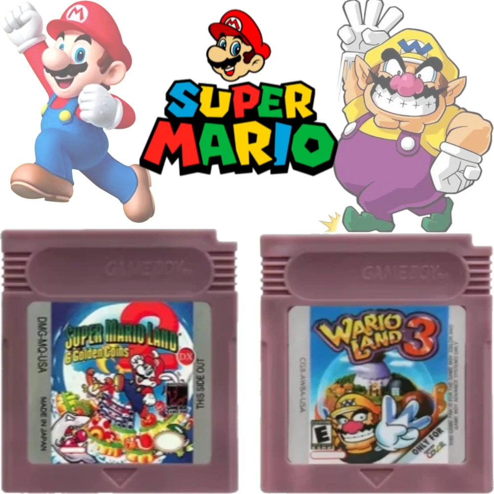 Cartouche de jeu vidéo GBC 16 bits, console de jeu 16 bits, carte de jeu Wario Land Donkey Kong Wario Land 2 Yoshi pour GBC/GBA