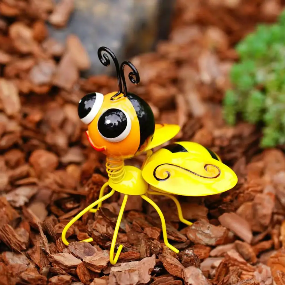 Décoration de jardin unique : Statue d'abeille en métal, sculpture d'abeille mignonne, ornement d'art extérieur pour pelouse, jardin et table de jardin