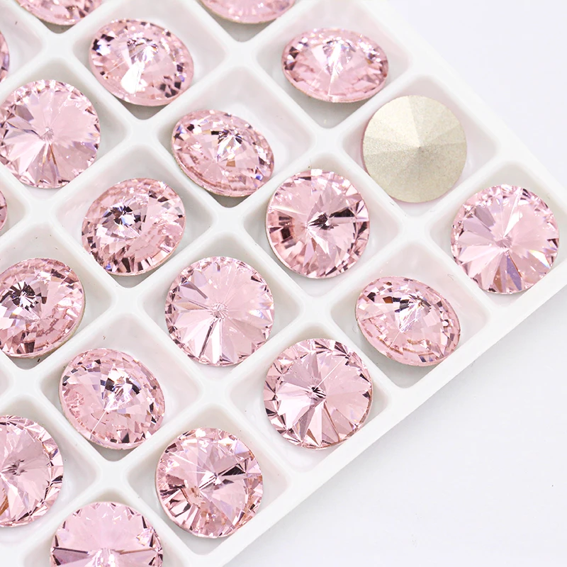 Red Rose Round k9 Glass Crystal Rhinestones Strass pointback Stones Glue On Clothing/Garment Weeding Dress Jewelry Diy Crafts