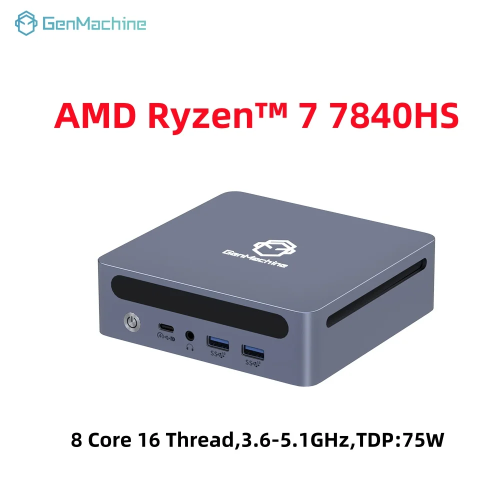 Genmachin AMD Ryzen7 7840HS Ryzen9 7940HS MINI PC Win11 DDR5 32GB 6400Mhz RAM M.2 2280 SSD WIFI6 BT5.2 Desktop pc game Computer