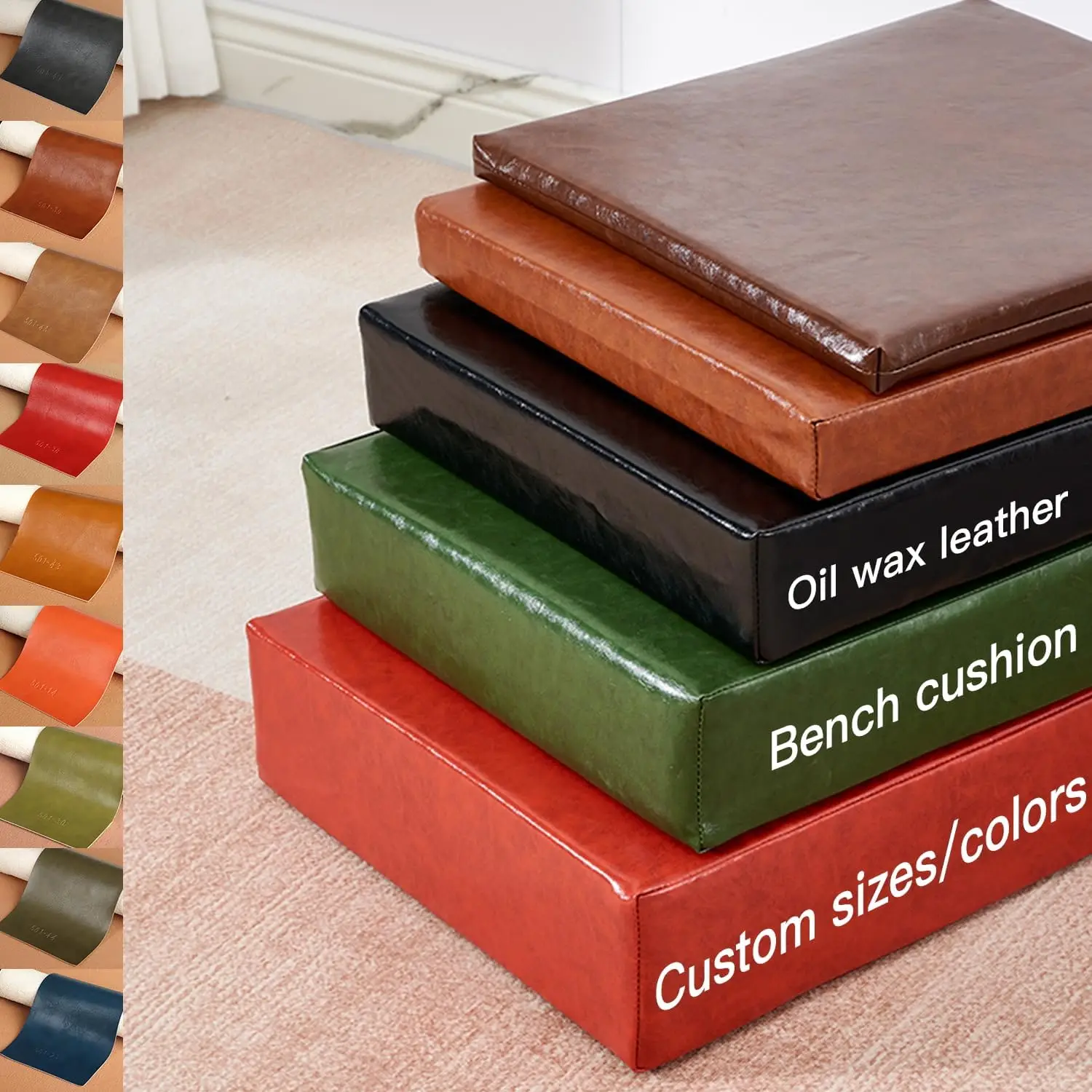 Custom waterproof Bench Cushions Wax Leather Garden Patio Seating Pad Long Mattress Chair Seat Pad Decorative Swings Garden Pads