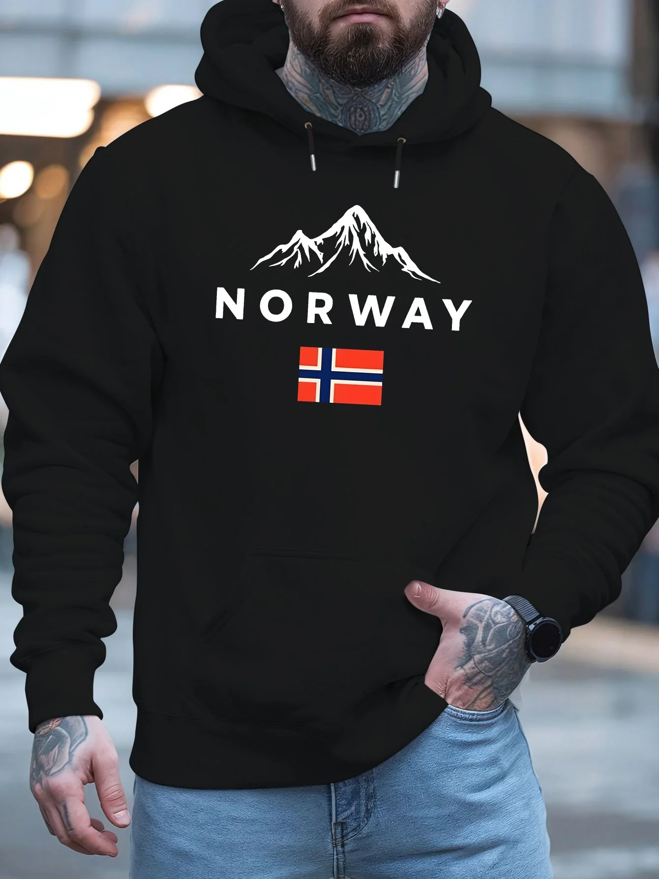 Norwegian Letter-print Men Women Hoodie Sweatshirt Hiphop Trend Outdoor Adventure Street Workout Fitness Adult Autumn-winter Top
