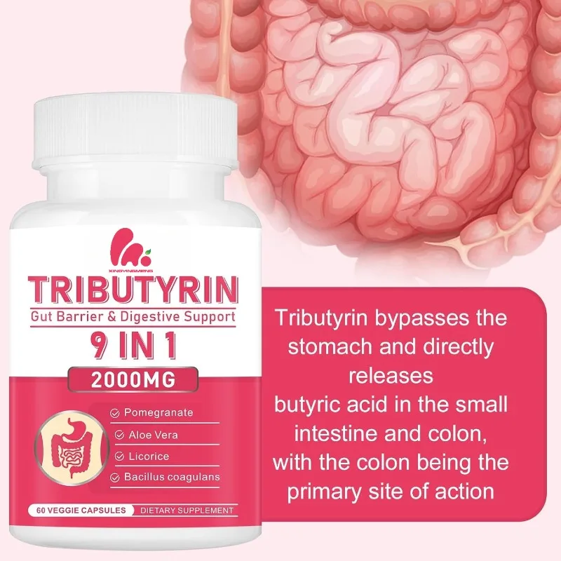 Tributyrin Gut Health Supplement, 9-in-1 Butyrate Complex, 60 Vegan Capsules
