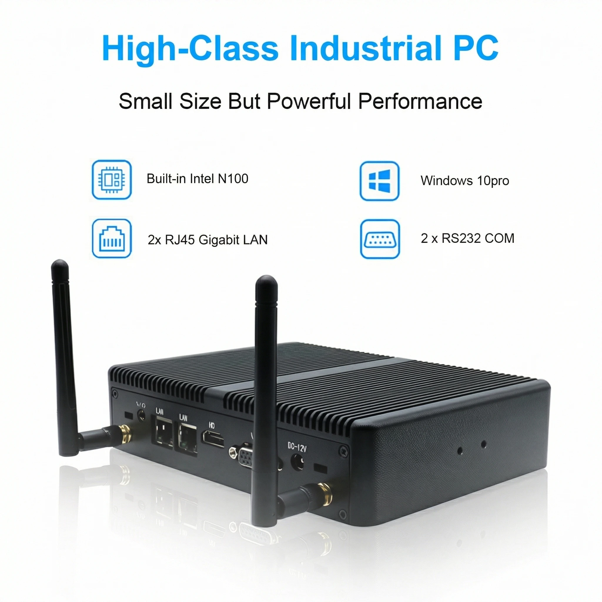 Eglobal Fanless Mini PC Windows 10 Intel Celeron 2955U 1.4GHz DDR3L mSATA VGA HDMI Industrial Desktop Computer