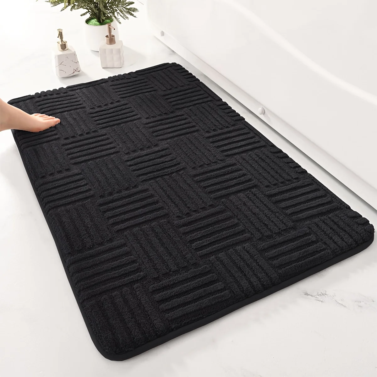 Thick Absorbent Bathroom Floor Mat, Non-slip Quick Dry Bath Rug, Soft Plush Shower Mat for Bathroom, Tub, Kitchen, Entryway