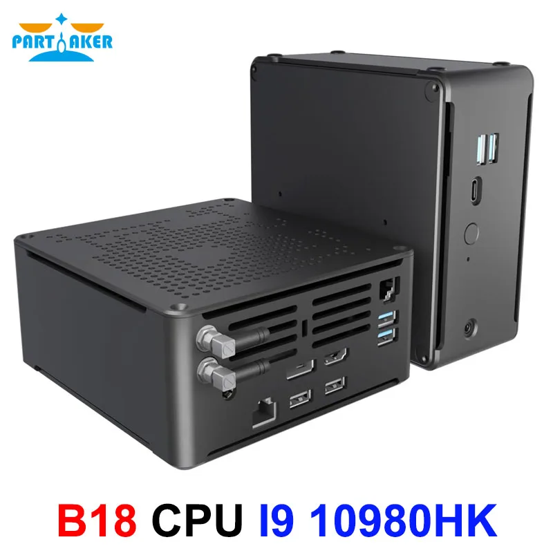 Partaker 10th Gen 4K Mini PC i9 10980HK 2 Lan Windows 11 HTPC 2 x DDR4 2 x M.2 NVME AC WiFi Gaming Desktop Computer 4K DP HDMI