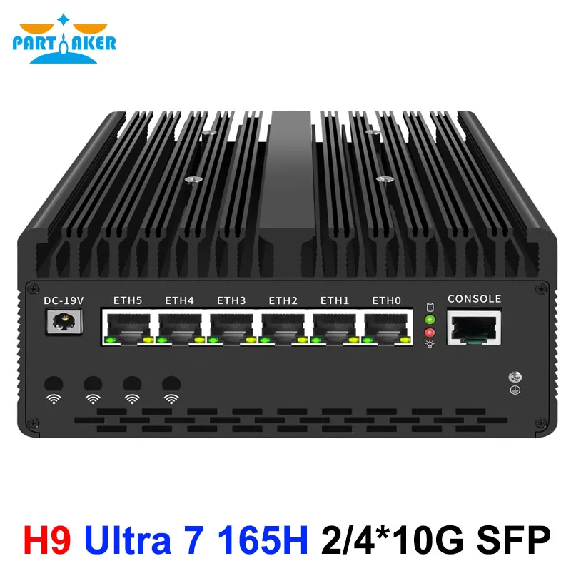 Partaker 12th Mini PC Intel Core Ultra 7 165H 4x10G SFP 6x2.5G i226-V LAN USB4 2xM.2 NVMe ESXi Industrial Firewall Computer PC