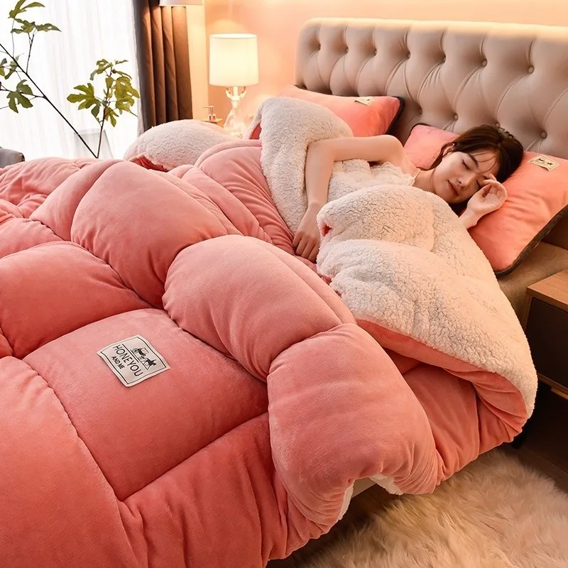 Household Thickened Warm Quilt Core Double-sided Velvet Lamb Wool Autumn Winter Blanket dormitory Warm Double-sided Velvet Core