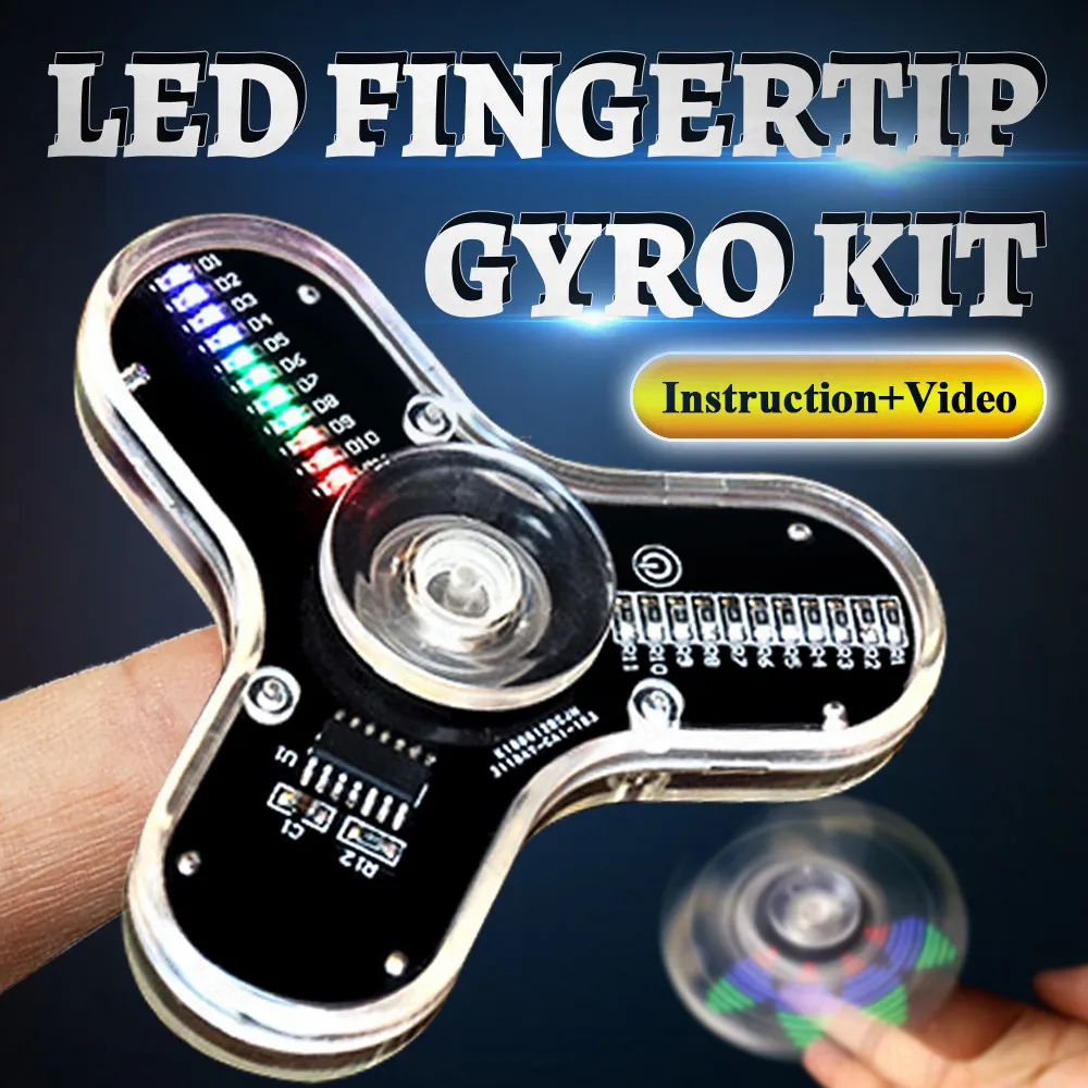 Kit de bricolage Fidget Top Gyros du bout des doigts avec lumière LED, projet de soudure, pratique de l'assemblage de soudure, Kit électronique de bricolage