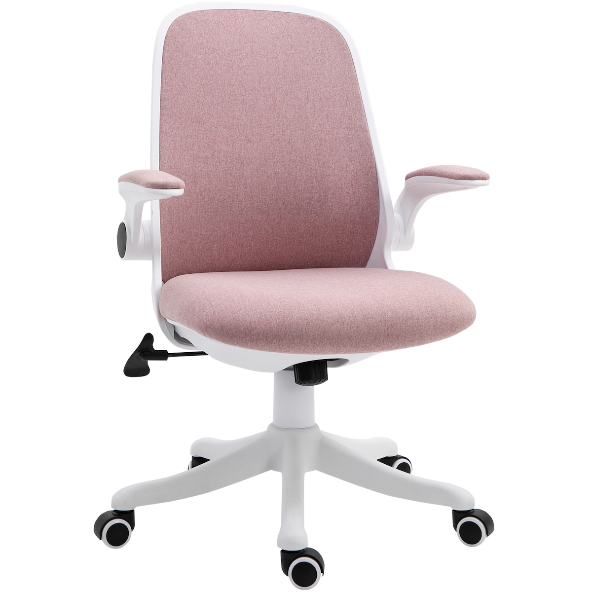 Vinsetto Drehbarer Bürostuhl / Kippbarer Schreibtischstuhl — Höhenverstellbar, mit hochklappbaren Armlehnen — 62,5x60x94–104 cm (Rosa)