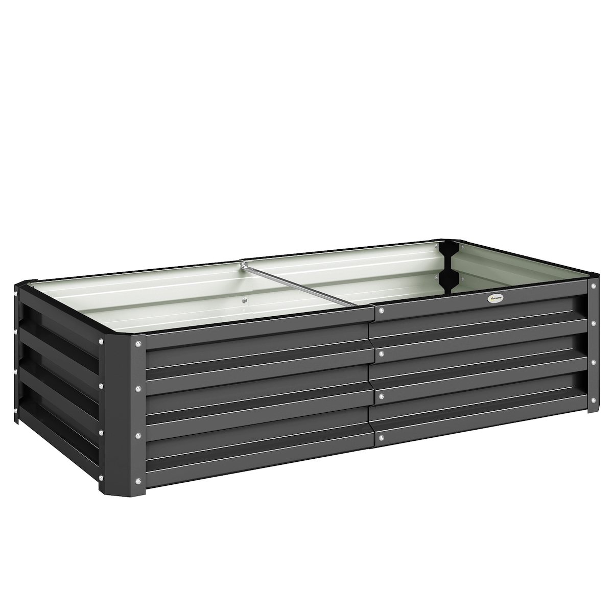 Outsunny Rechteckiges Hochbeet aus verzinktem Stahl – Zum Anbau von Pflanzen, Blumen und Kräutern – 120x60x30,5 cm (Grau) Image