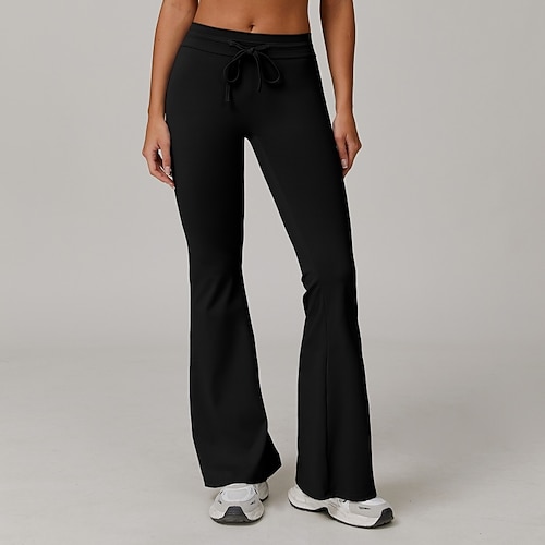 Per donna Pantaloni fitness Pantaloni da Pilates Pantaloni da allenamento Coulisse Gamba larga Senza cuciture Allenamento in Palestra Corsa Fitness Pantaloni Tinta unica Cachi Nero Blu Gli sport