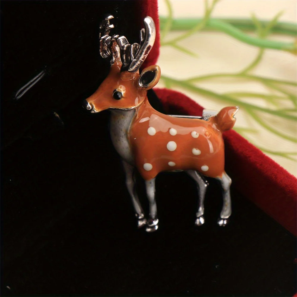 Barocke Luxuriöse Schöne Sikahirsch-Tiermotiv-Brosche für Männer und Frauen, Schmuck-Accessoire, Hochzeits- und Festtags-Geschenk für Paare Image