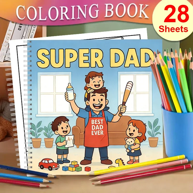 Super Dad Malbuch für Erwachsene | Malbuch, Geburtstagsgeschenk, Schulbedarf, Niedliches Zeichenbuch für Erwachsene Image