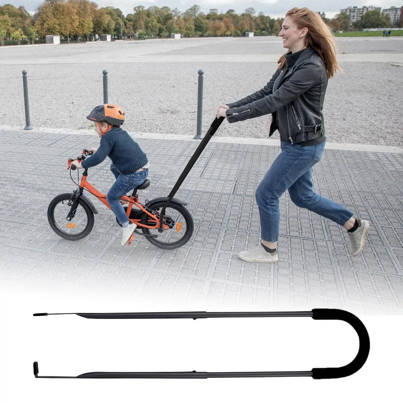 Lernhilfe für Kinder beim Radfahren, Praktischer Sicherheits-Balance-Lehrgriff, Robuster Fahrunterstützungsstab Image