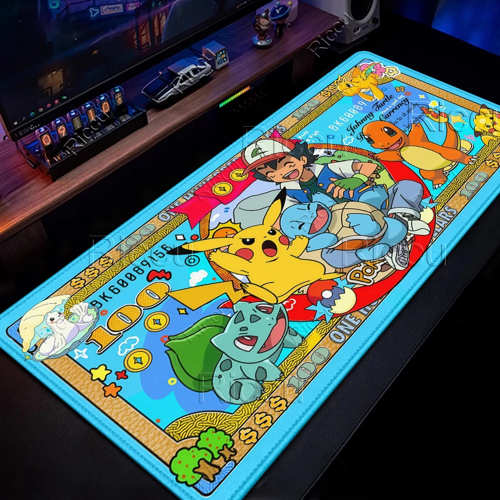 Gaming-Mauspad in Übergröße Gamer-Tastaturunterlage Pokemon Mausmatte Pikachu Gengar Squirtle Mauspad E-Sports Tischunterlage PC-Zubehör Image