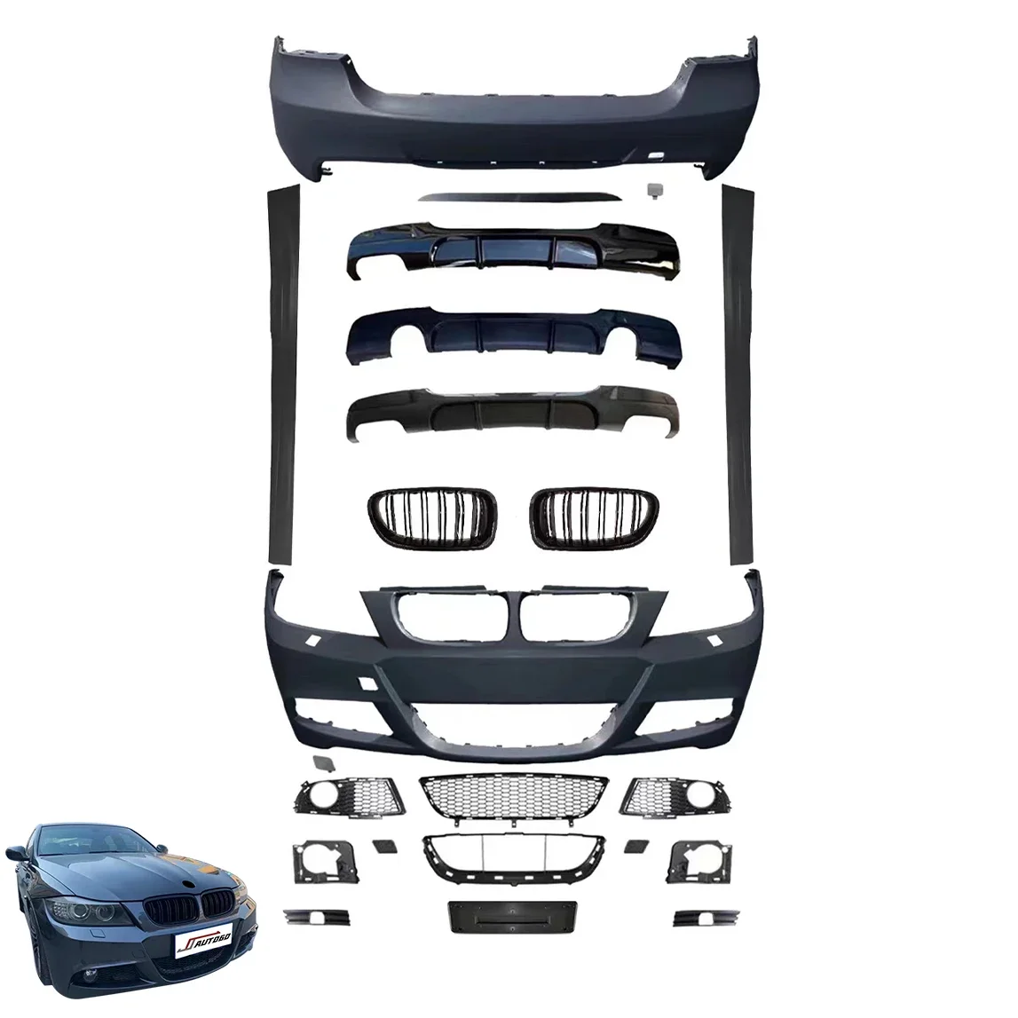 Body Kit für BMW 3er E90 2005 2006 2007 2008 2009 2010 2011 2012 Update auf MT M-Tech Style Vorder- und Hinterstoßstangenbaugruppe Image