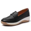 Damen Mode Leichtgewichtige 100% Echtleder Arbeitsschuhe, Lässige Sneaker Slipper Damenschuhe
