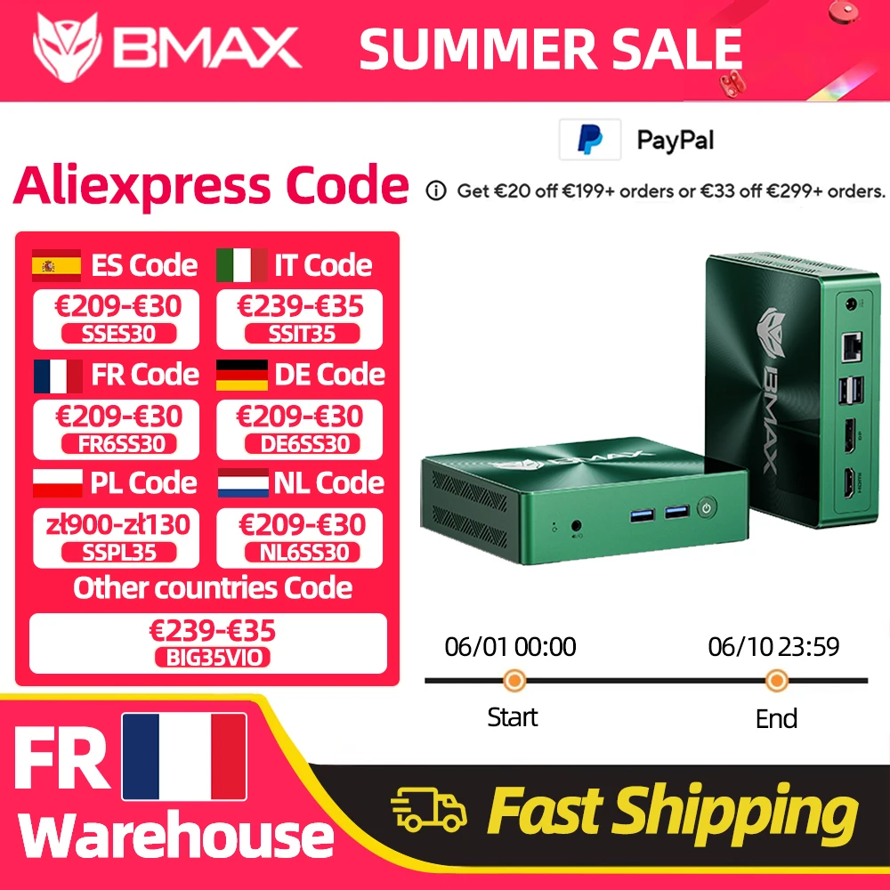 BMAX Mini-PC B6 Turbo Intel Core i5 8257U Windows 11 16GB RAM 512 GB SSD HDMI USB DP Bluetooth WLAN Computer