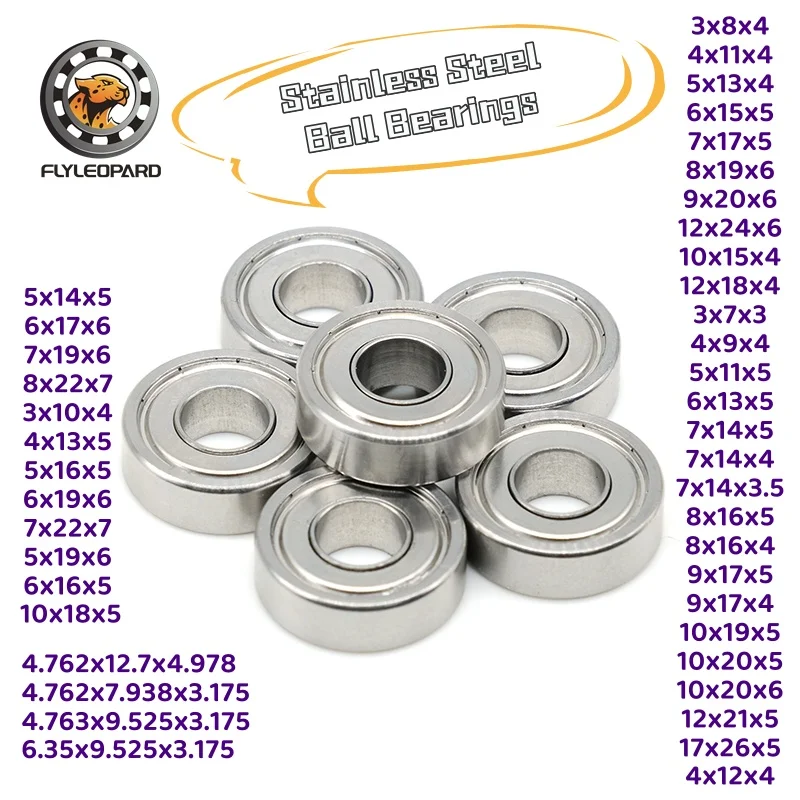 10 Stück Edelstahl S695ZZ S684ZZ ABEC-9 Kugellager 3x8x4 5x13x4 4x9x4 8x16x5 8x22x7 10x18x5 10x20x5 mm Hochgeschwindigkeitslager Image