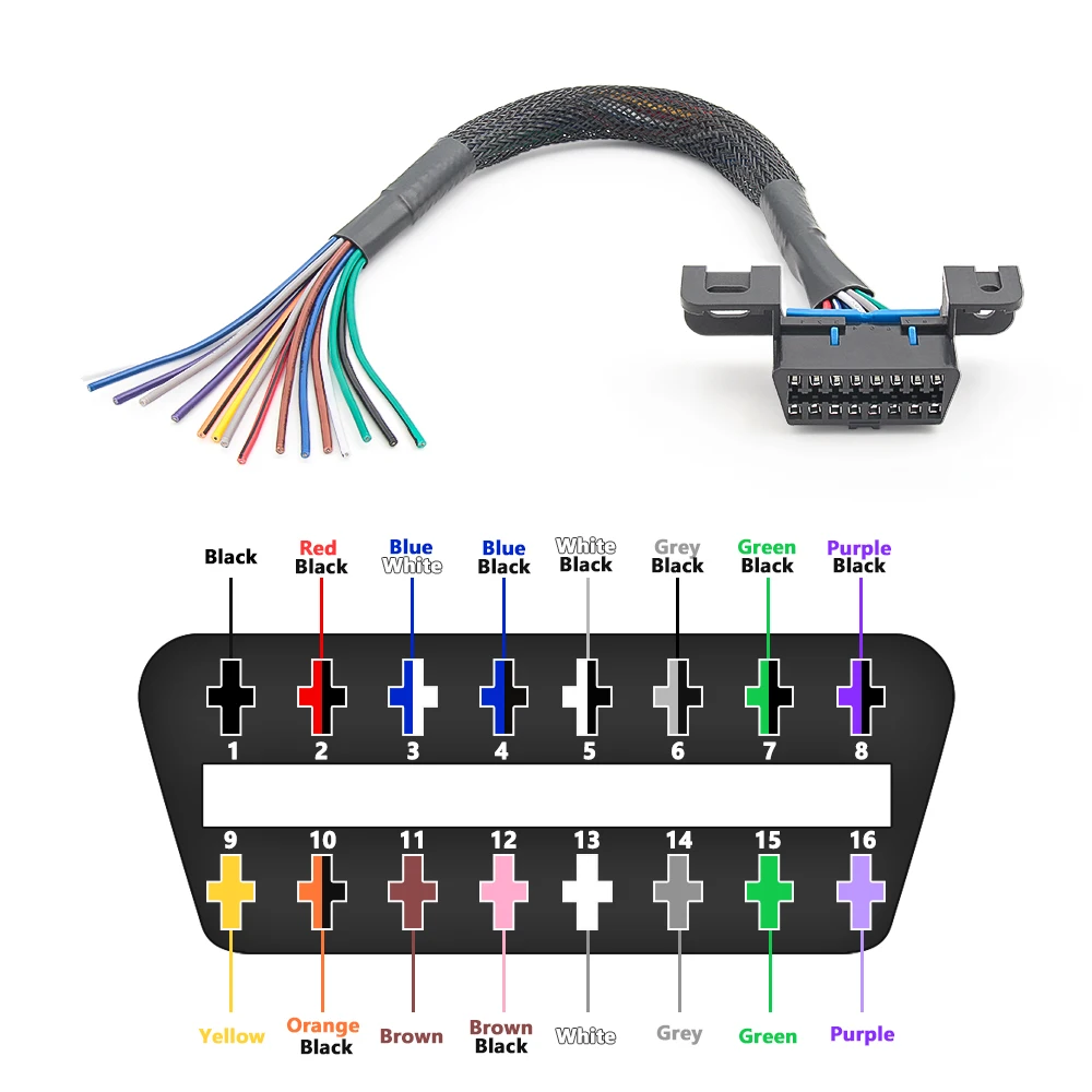 10cm/30cm DIY 16-Pin J1962 OBD2 Verlängerungskabel, Stecker auf Buchse, Kfz-Diagnose-Werkzeug, OBD 2 Anschlusskabel Image
