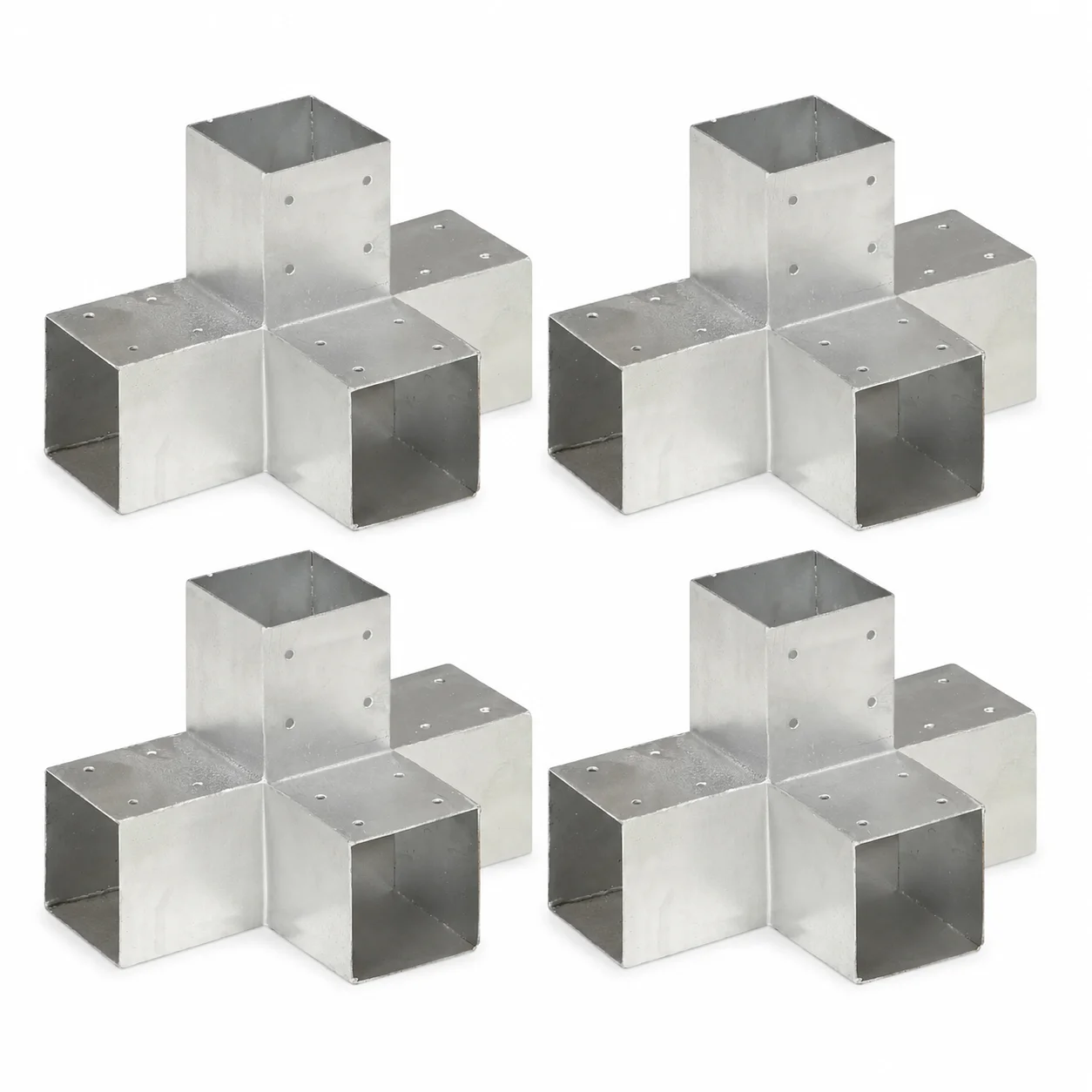4er-Pack X-Form verzinkte Stahl-Eckverbinder 91 x 91 mm für Holzkonstruktionen, Hochleistungs-Trägerhalterungen für Pergola, Pavillon, Terrassenüberdachung, Außenkonstruktionen Image
