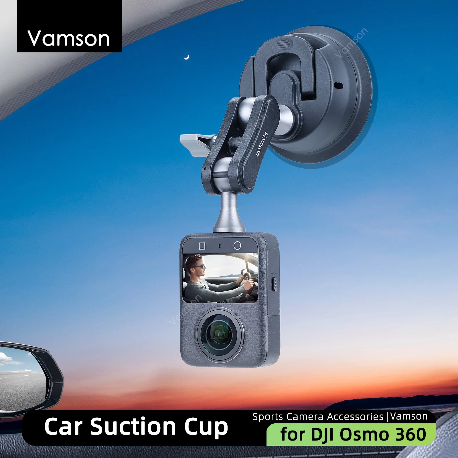 Vamson Saugnapfhalterung für DJI Osmo 360 Vakuum-Windschutzscheibenhalterung 360 ° Schwenkbarer Verstellbarer Halter für Selfie-Aufnahmen und Fahrtaufzeichnungen Image