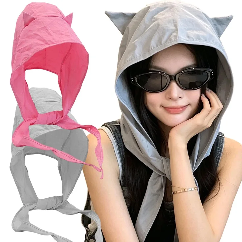 Verstellbarer Sonnenhut für Damen, schnell trocknend, Polyester, zum Binden, UV-Schutz, für Hals und Gesicht, leicht, für den Außenbereich, Strand, Reisen, Schal-Stil Image