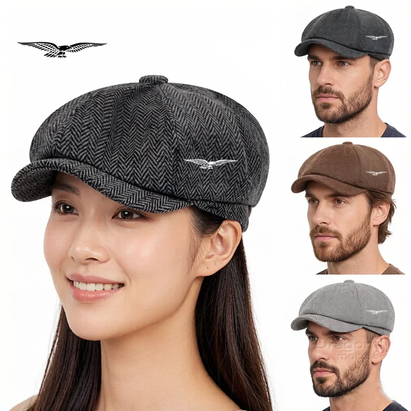 Retro Newsboy Caps Herren Achteckige Hüte Britische Malerhüte Baskenmützen Gorras für Moto Guzzi Breva 850 1100 1200 GRISO BREVA 1100 Image