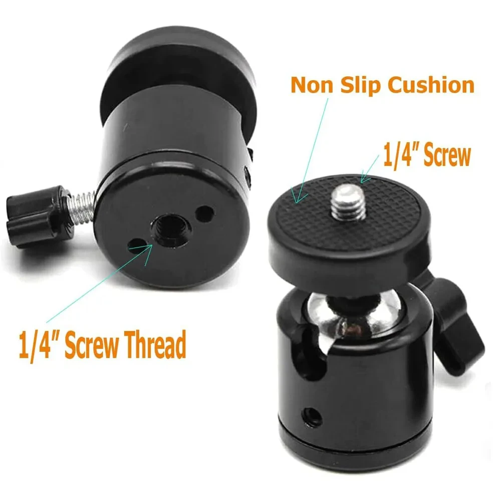 1/4-Zoll Mini-Kugelkopf 360° ° Schwenkbarer Schraubadapter für DSLR-Kamera, Stativ, LED-Licht, Camcorder-Halterung Image