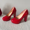 Neue High Heels Schuhe Frauen Weiß Hochzeit Schuhe Dicke High Heels Mode Party Pumpen Schuhe Schwarz Rot Große Größe 34-42