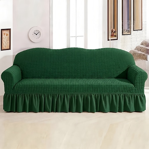 3D-Stretch-Sofabezug im Landhausstil mit Volant, waschbarer elastischer Sofabezug für 1-, 2-, 3- und 4-Sitzer, passgenauer Möbelschutz Image