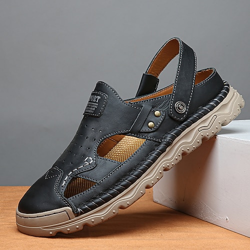 Herren-Fischersandalen mit geschlossener Zehenpartie, verstellbare Riemen, rutschfeste Sommerschuhe für Strand, Wandern und Reisen Image