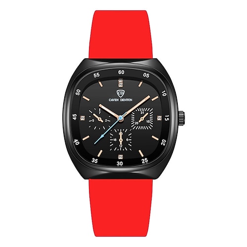 Elegante Herren-Luxusuhr, quadratisches Chronographen-Business-Quarzarmbanduhr für Herren, wasserdicht, sportlich-lässig, mit Silikonarmband, Leuchtfunktion, multifunktional, braunes Armband, ideales Image