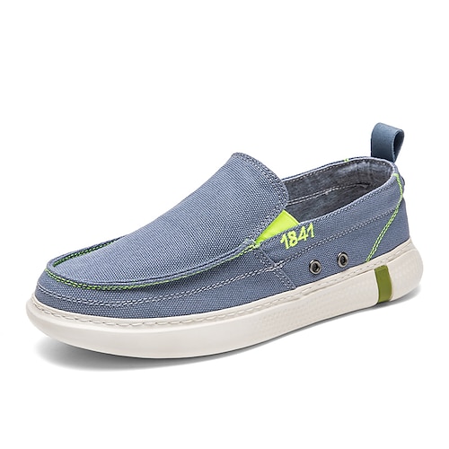 Blaue Herren-Slipper aus Canvas, lässige Mokassin-Schuhe, leichte und bequeme Schuhe für Reisen, Autofahren und den Alltag Image
