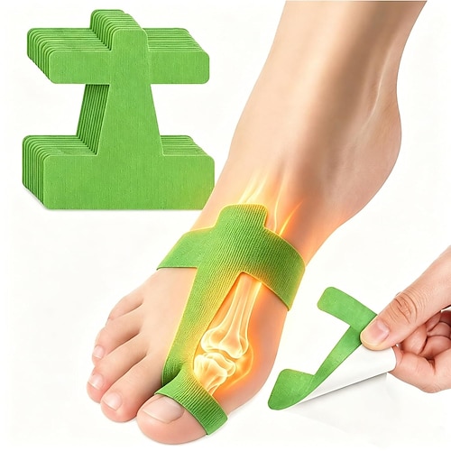 Vorgeschnittenes Kinesiologie-Tape zur Korrektur von Ballenzehen, 20/40 Stück atmungsaktives Stretch-Kinesiologie-Tape, selbstklebende Valgusstütze, große Zehenkorrekturhilfe, latexfreie elastische Image