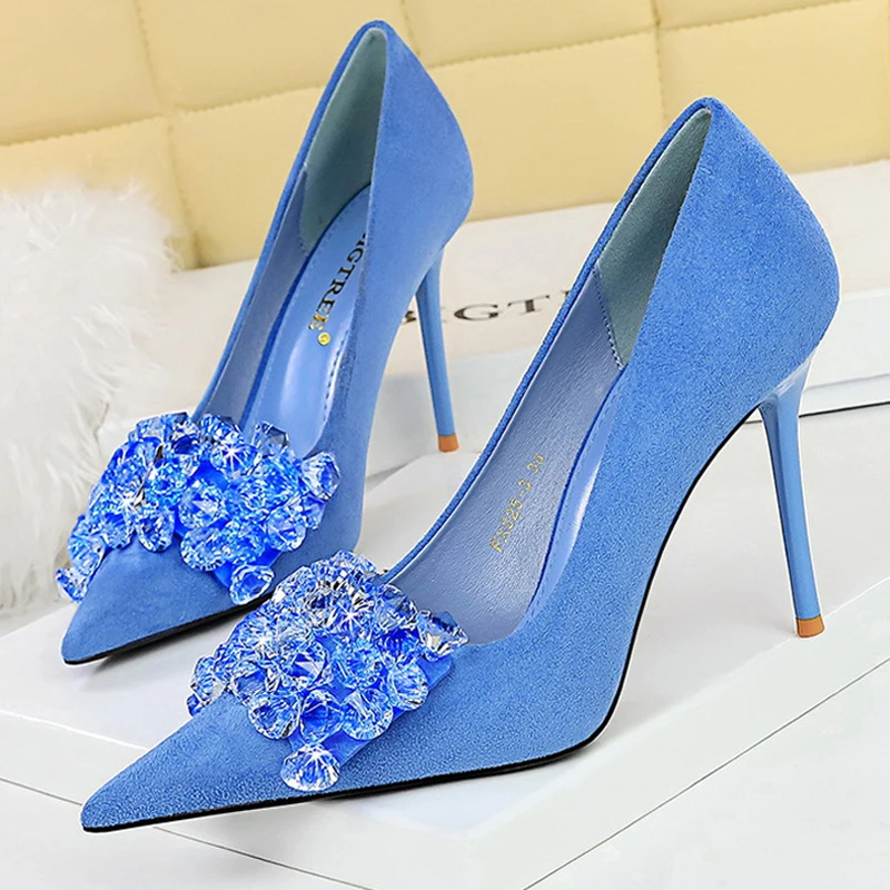 BIGTREE Schuhe 2026 Strass Damen Pumps Schleife High Heels Luxus Edelstein Bankettschuhe Stilettos Heels 9 cm Damenschuhe