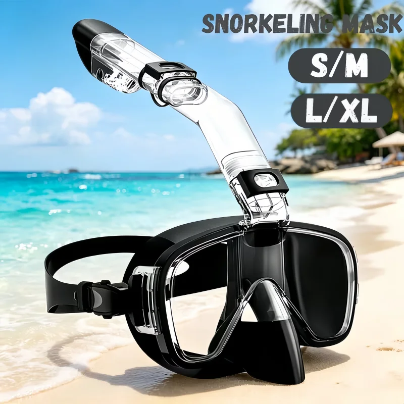 Schnorchel- und Tauchmasken-Set, faltbar, beschlagfrei, mit vollständig trockenem Top-System, Taucherbrille für Erwachsene, Tauchkamera-Halterung Image