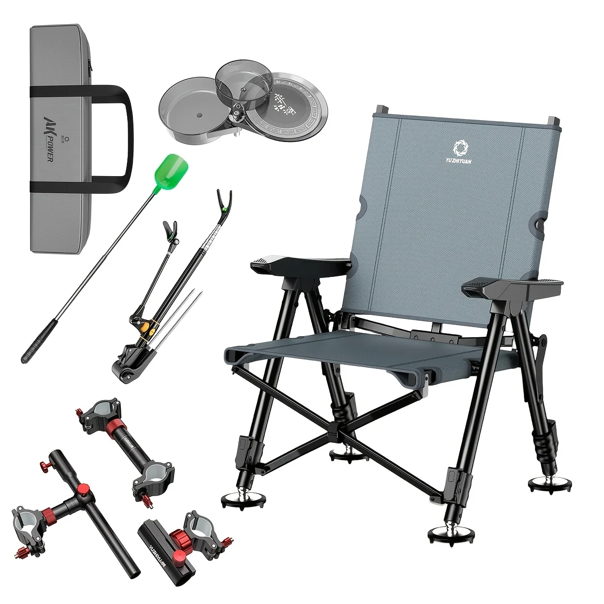 Tragbares Angelstuhl-Kombi-Set, faltbarer multifunktionaler Angelhocker für den Außenbereich, Wildangel-Ausrüstung, Werkzeuge Image
