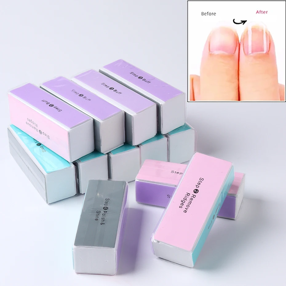 5 Stück Nagelpolierer Nagelfeile Maniküre Schleifwerkzeug Nagelkunst-Tools Buffer Block 4-Wege Bunter Polierblock Glanz-Nagelfeilen Image