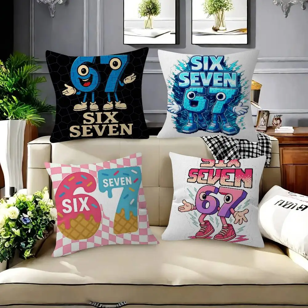 Cartoon 67 Six Seven Kissen Kissenbezug Sofakissen Wohnzimmer Sofa Heimdekoration Individuell Anpassbar Image