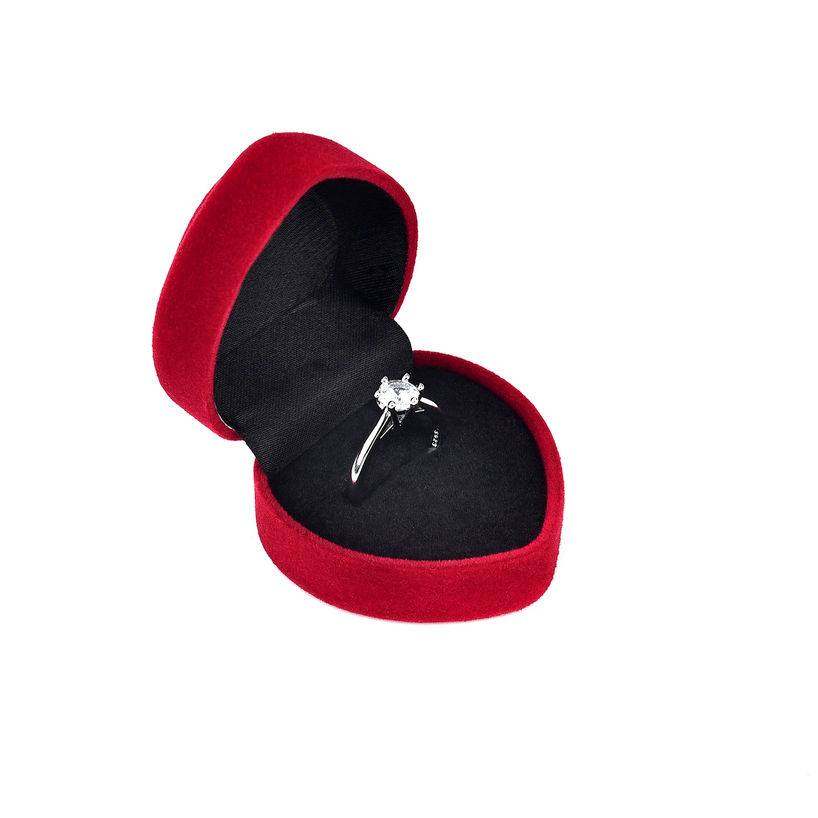 Herzförmige rote Ringbox aus Samt, Schmuckverpackungsboxen für Heiratsantrag, Verlobung, Hochzeitsringe, Ohrringe, Schmuckpräsentationsbox Image