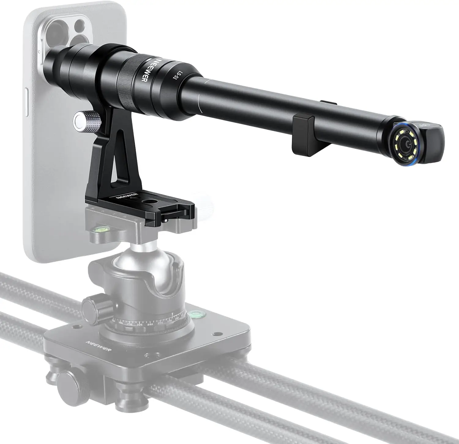 NEEWER 2 Stück 90 ° 18-mm-Makro-Sondenobjektiv mit 17-mm-Gewinde für die Videoaufnahme mit Mobiltelefonen für NEEWER-Handyhalterung mit 17-mm-Objektivadapter Image